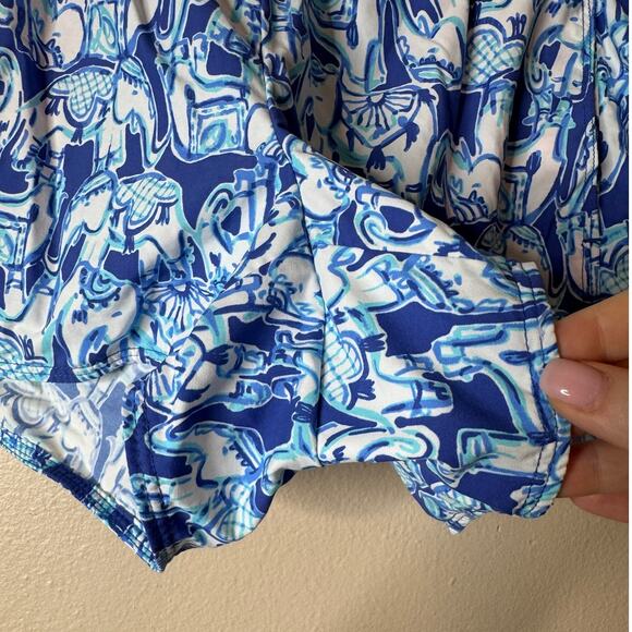 Lilly Pulitzer Medium 3" Nylon Run Around Shorts in Blue Elephant Get Trunky - Picture 6 of 11